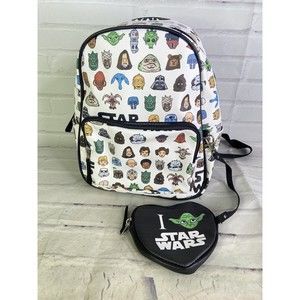 Star Wars Crew All Over Print Faux Leather Mini Backpack Bag With Coin Purse NEW